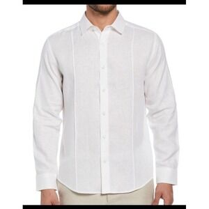 Cubavera Mens 2XL All Linen White Shirt Long Slv Front Seams Quiet Luxury Resort